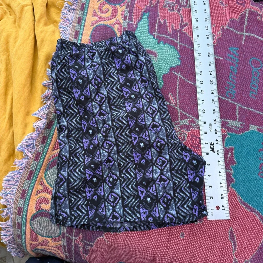 Vintage TYR Mens Purple Geometric Tribal Print Swim Trunks Lined Large 90s Retro